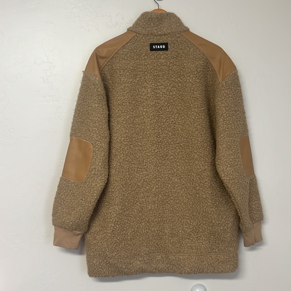 Staud Scrabble Faux Leather Fleece Coat size small - Picture 4 of 5